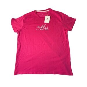 Miss to Mrs Pink Graphic T-Shirt Large Women Wedding Bridal Tee